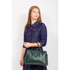 На фото 4 - Женская сумка с гортом из крокодила, цвет зеленый