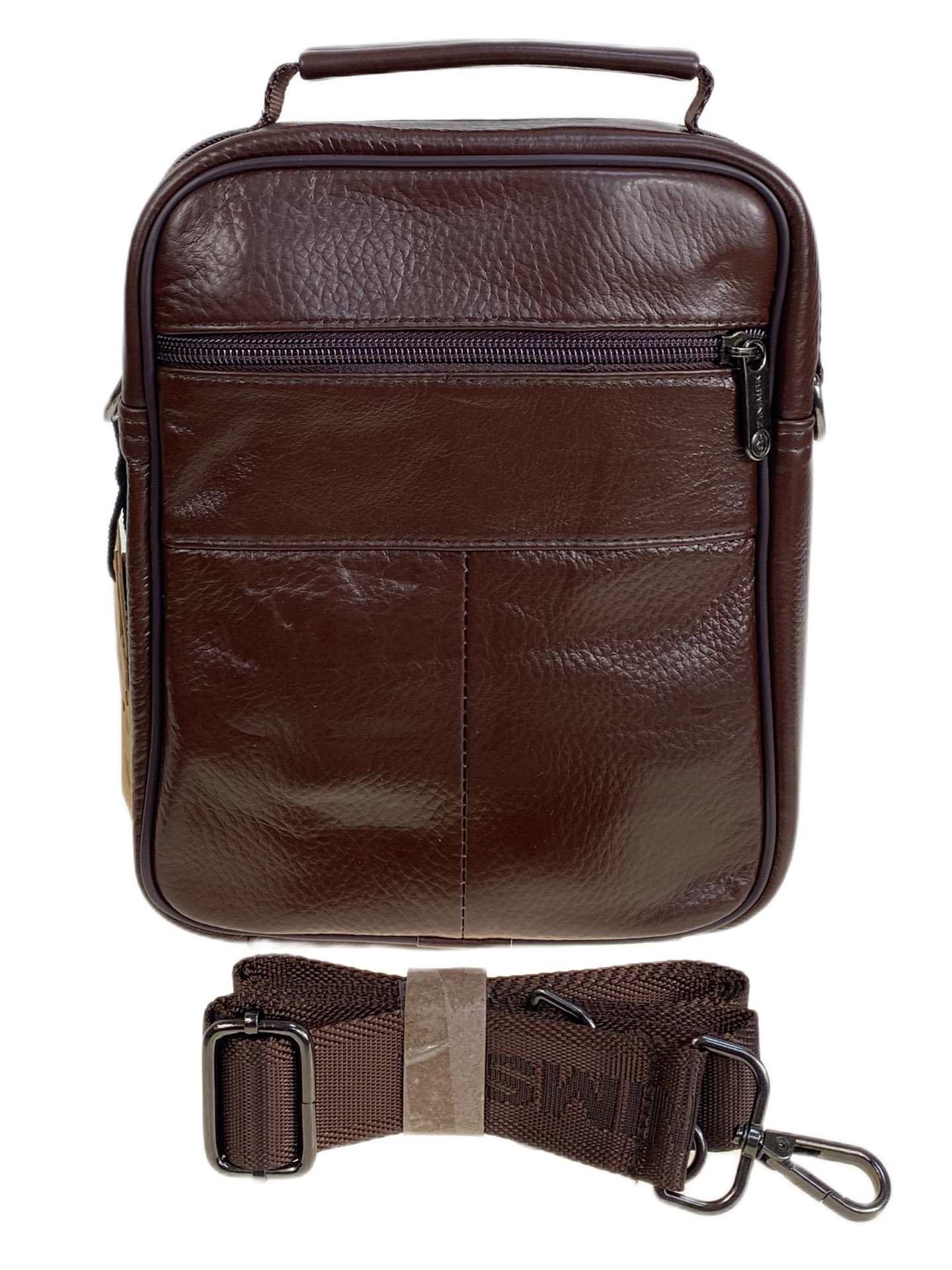 На фото 2 - Сумка мужская из натуральной кожи, цвет коричневый