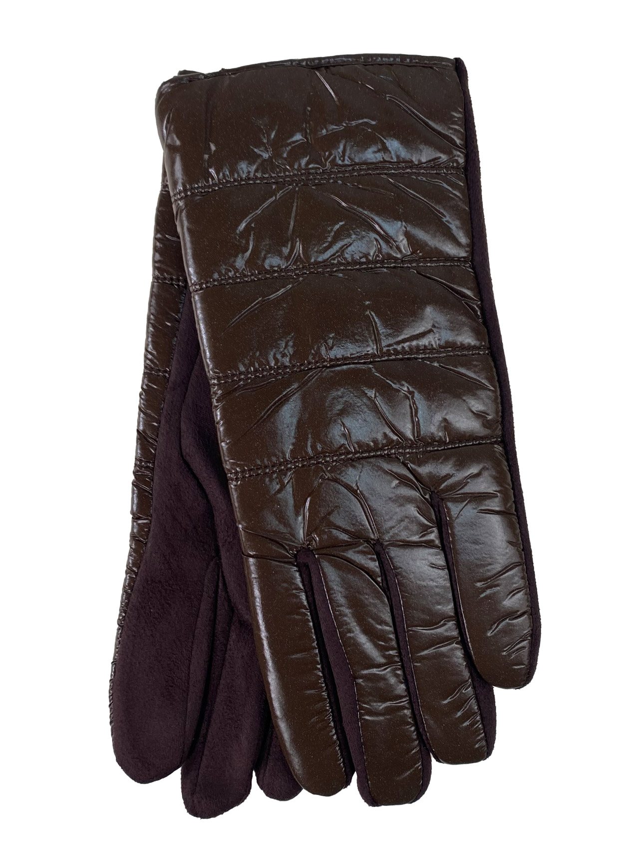 На фото 1 -  Теплые женские перчатки, цвет шоколад