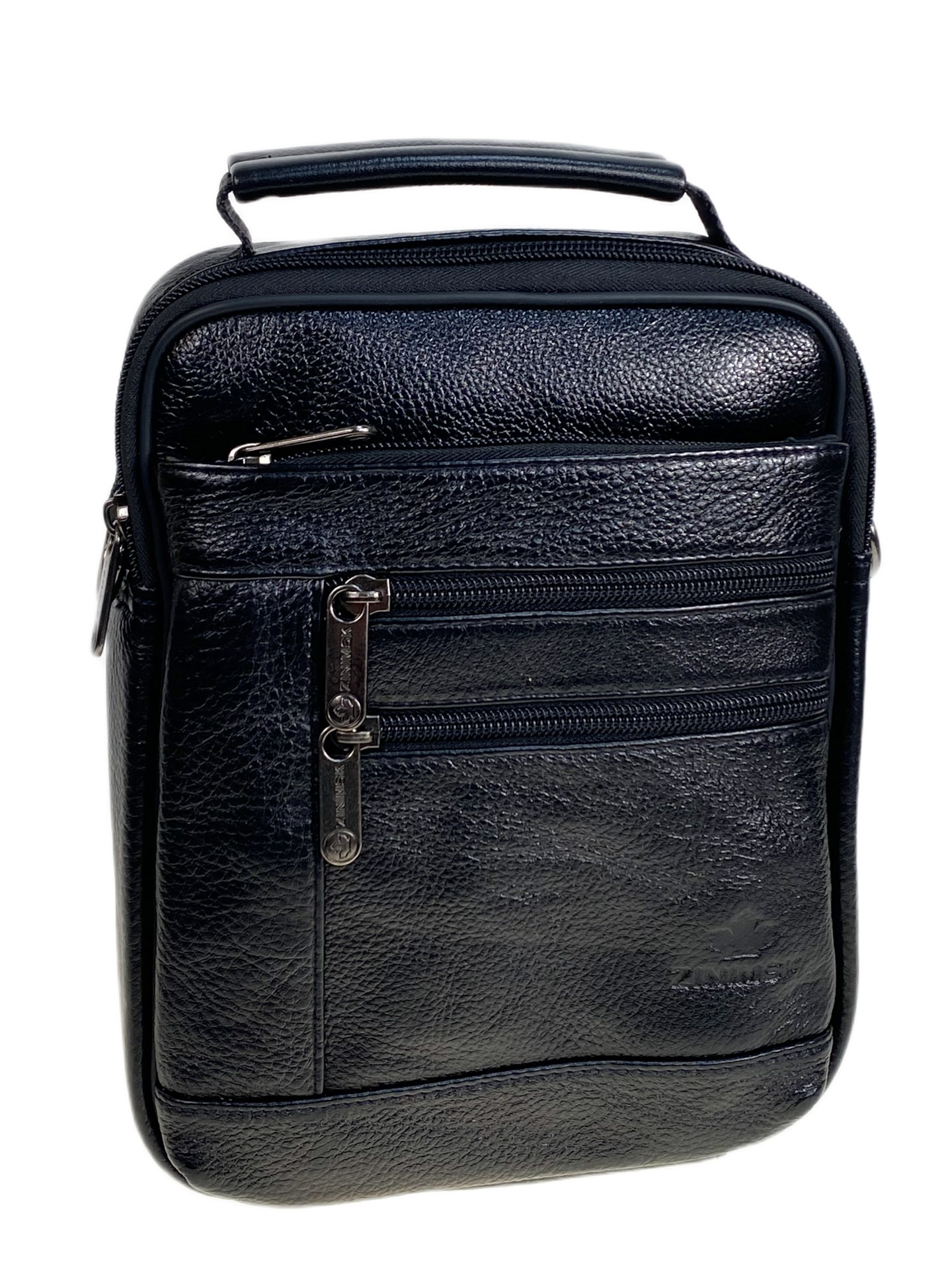 На фото 1 - Сумка мужская из натуральной кожи, цвет черный