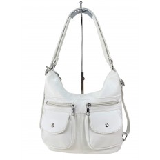 На фото 2 - Женская сумка хобо из искусственной кожи, цвет белый