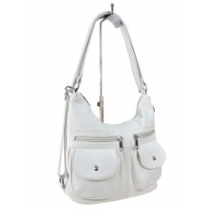 На фото 3 - Женская сумка хобо из искусственной кожи, цвет белый