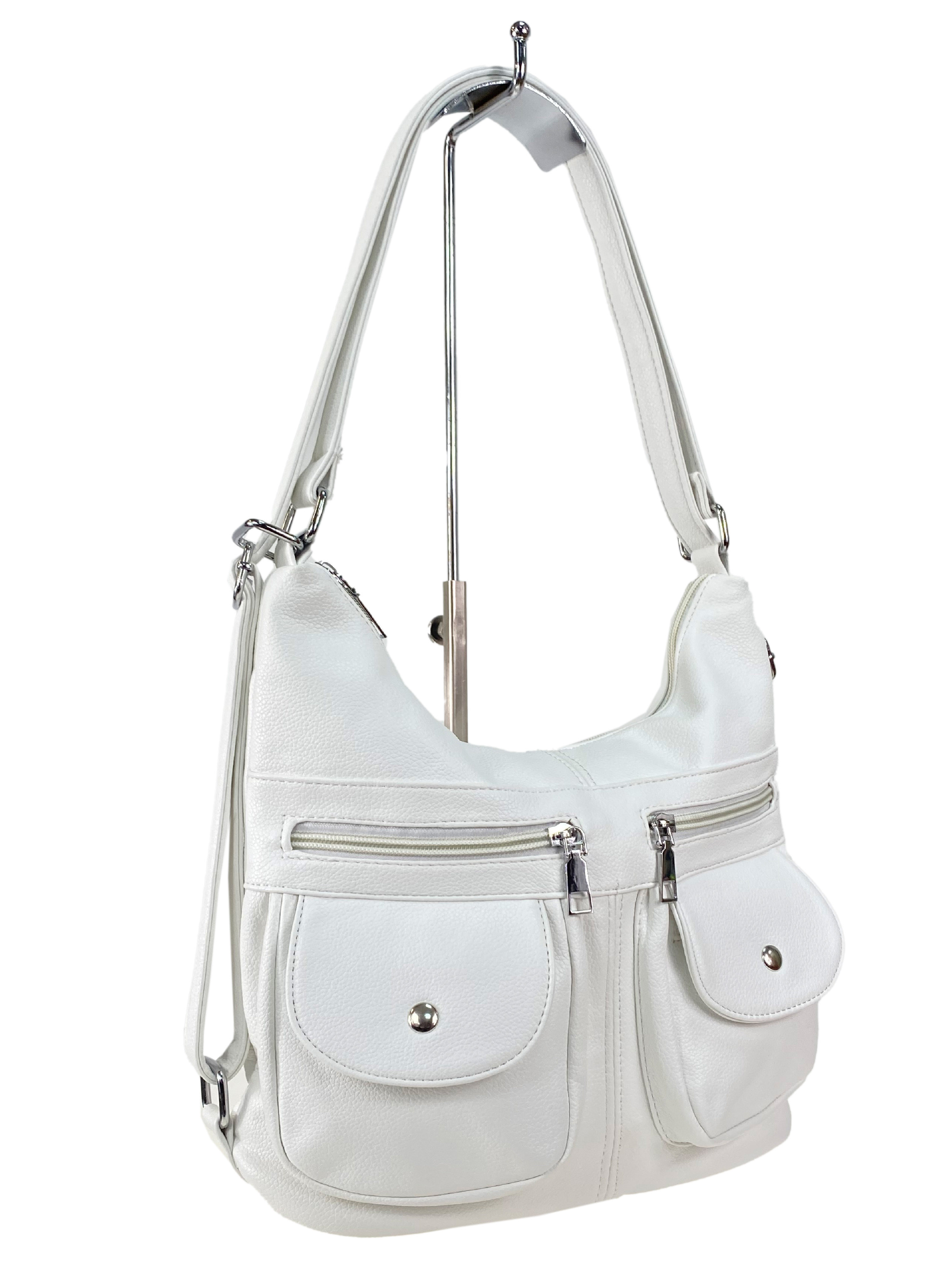 На фото 3 - Женская сумка хобо из искусственной кожи, цвет белый