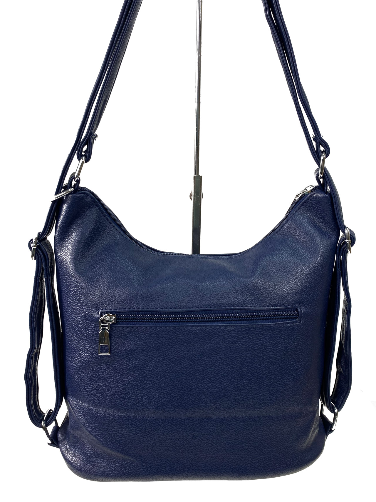 На фото 2 - Женская сумка хобо из искусственной кожи, цвет синий 
