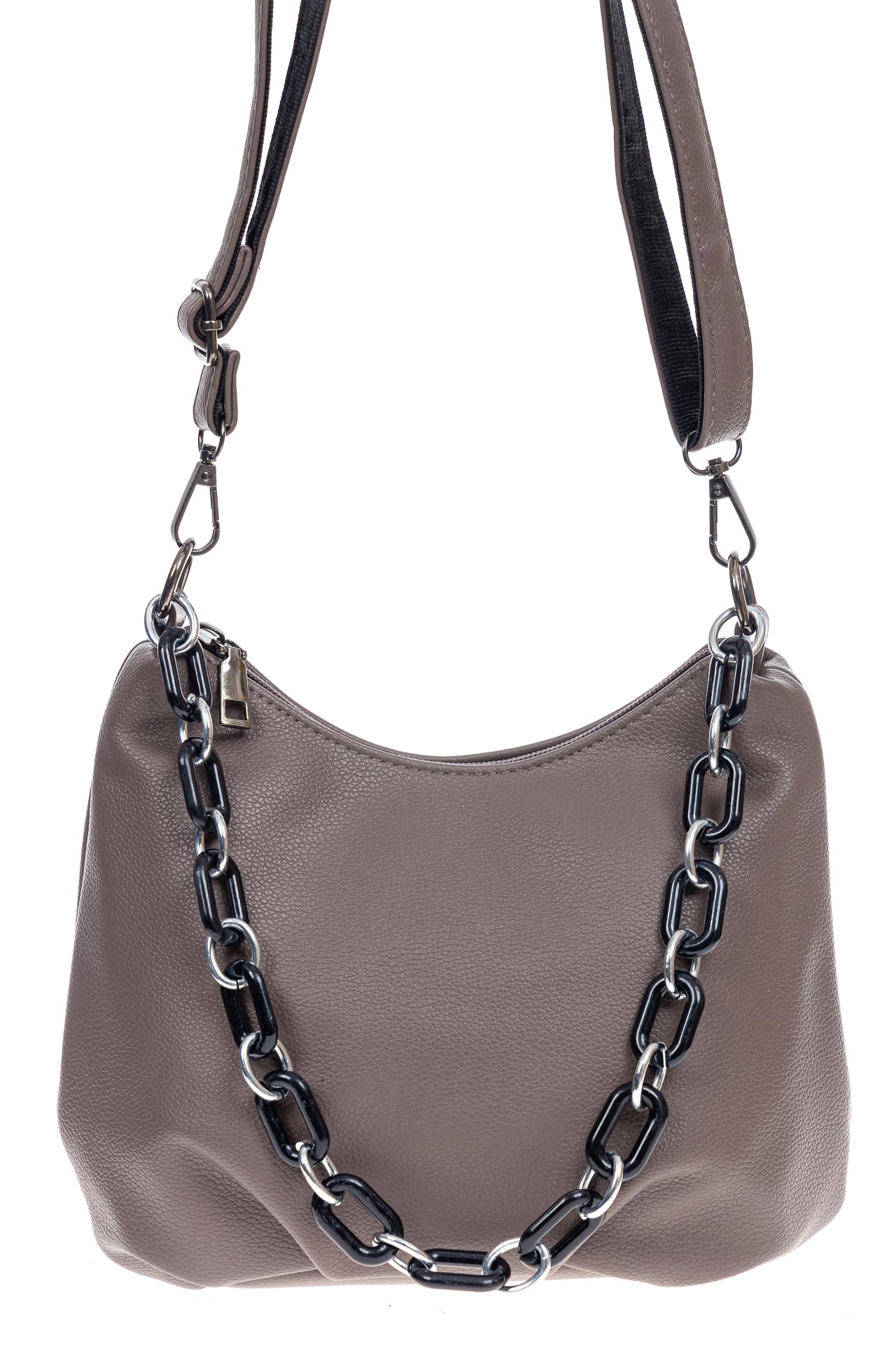 На фото 2 - Женская сумка из искусственной кожи, цвет  бежево-коричневый