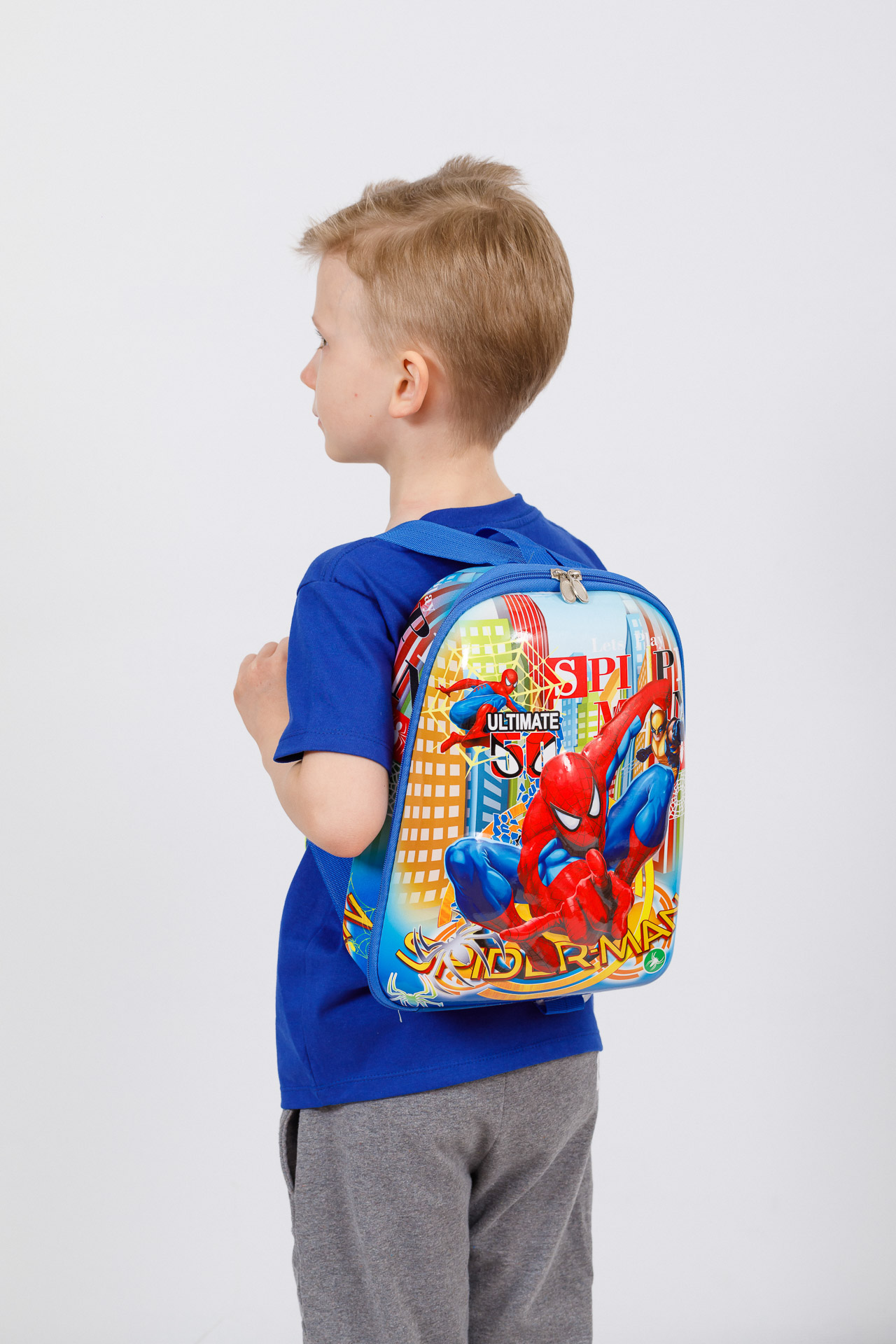На фото 4 - Детский рюкзак с пластиковой вставкой, цвет темно-голубой