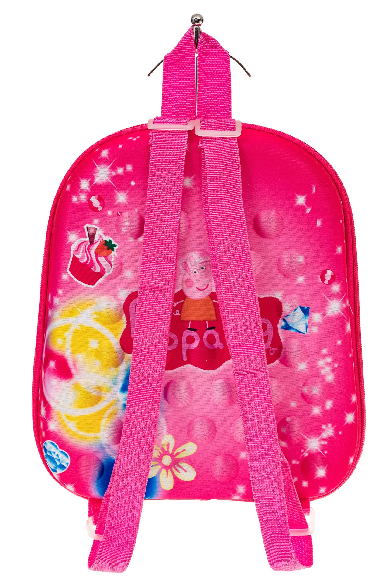На фото 2 - Плоский детский рюкзачок, цвет розовый с синим