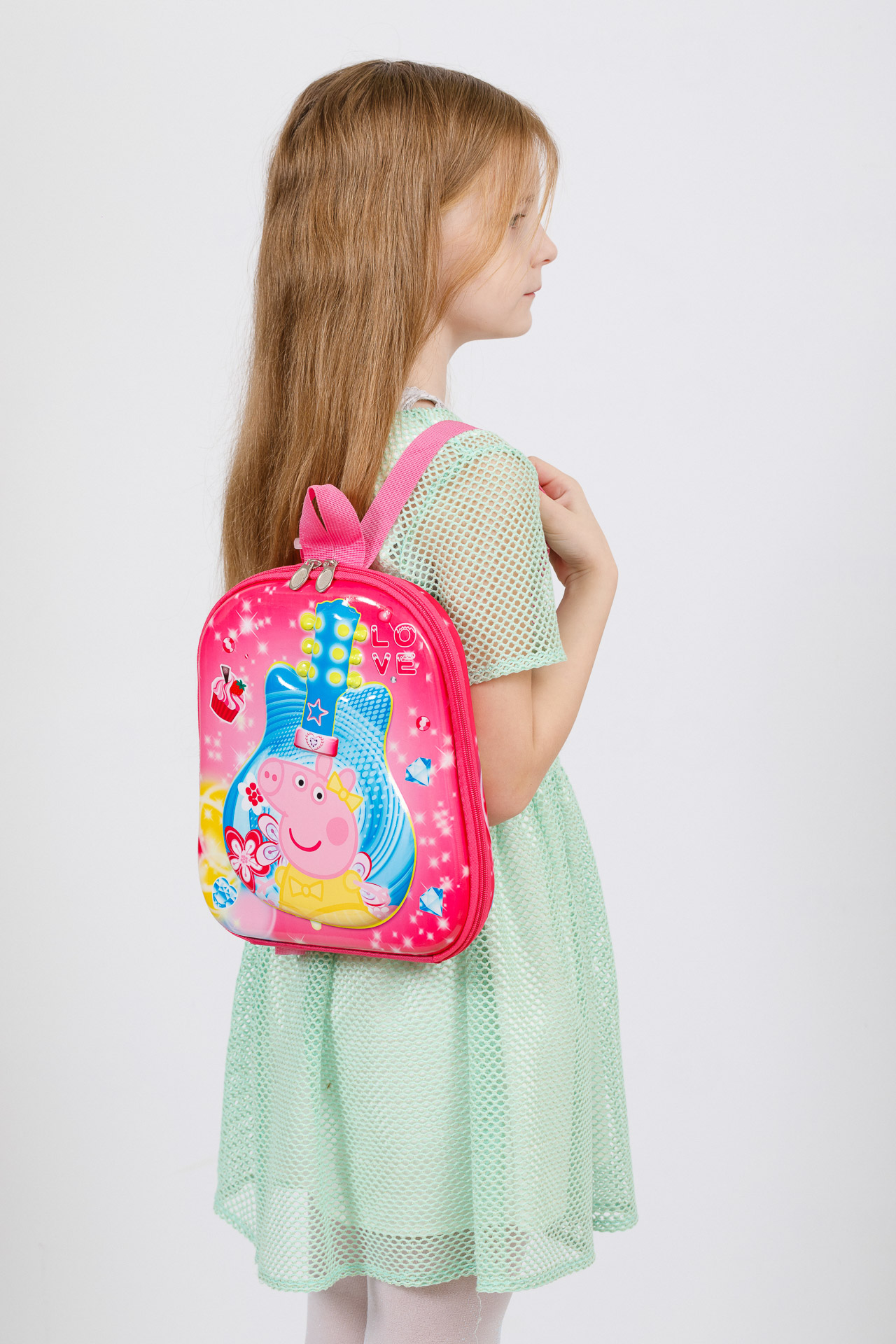 На фото 4 - Плоский детский рюкзачок, цвет розовый с синим