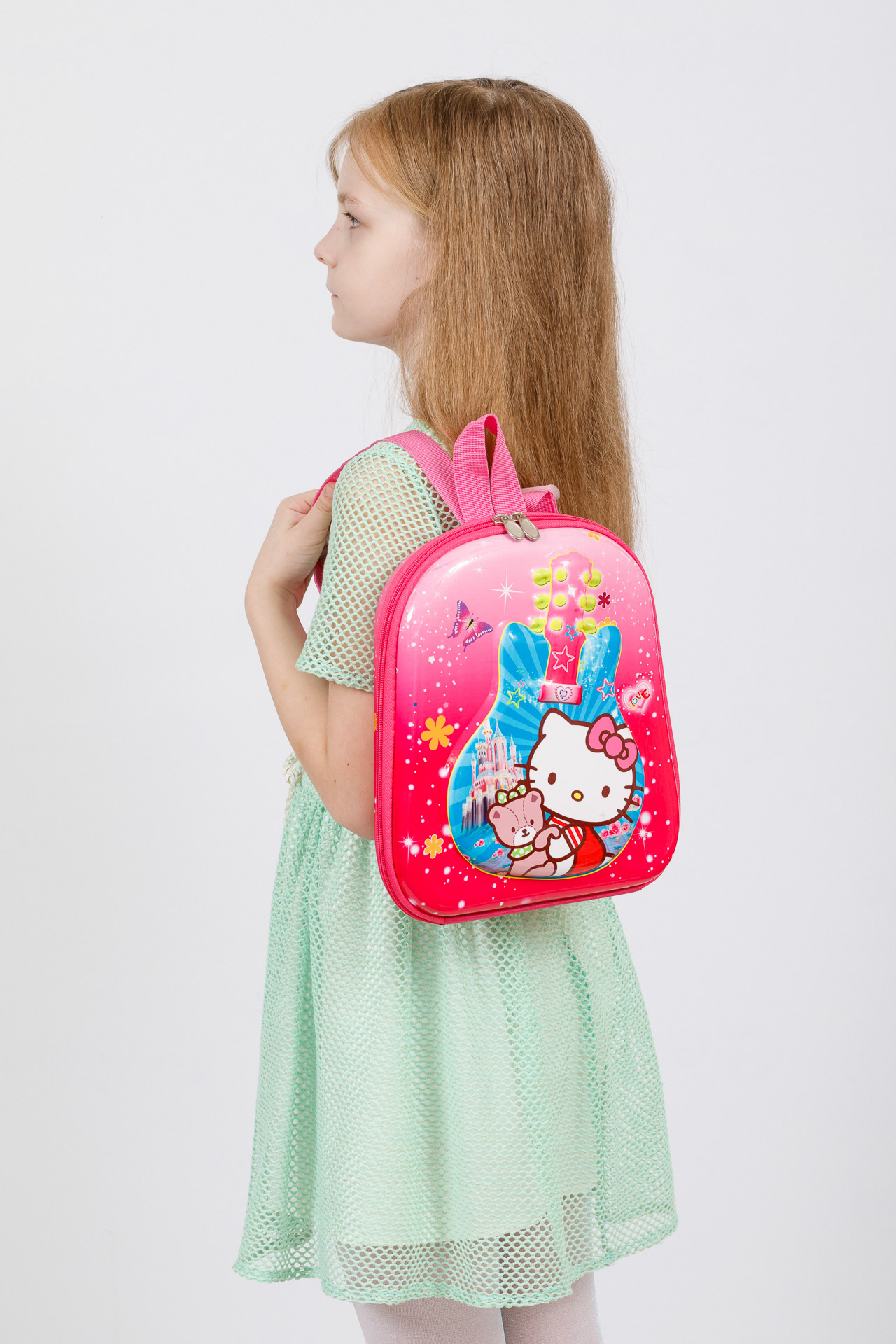 На фото 4 - Плоский детский рюкзачок, цвет розовый с голубым