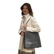 На фото 1 - Каркасная женская сумка из искусственной кожи, цвет серый 