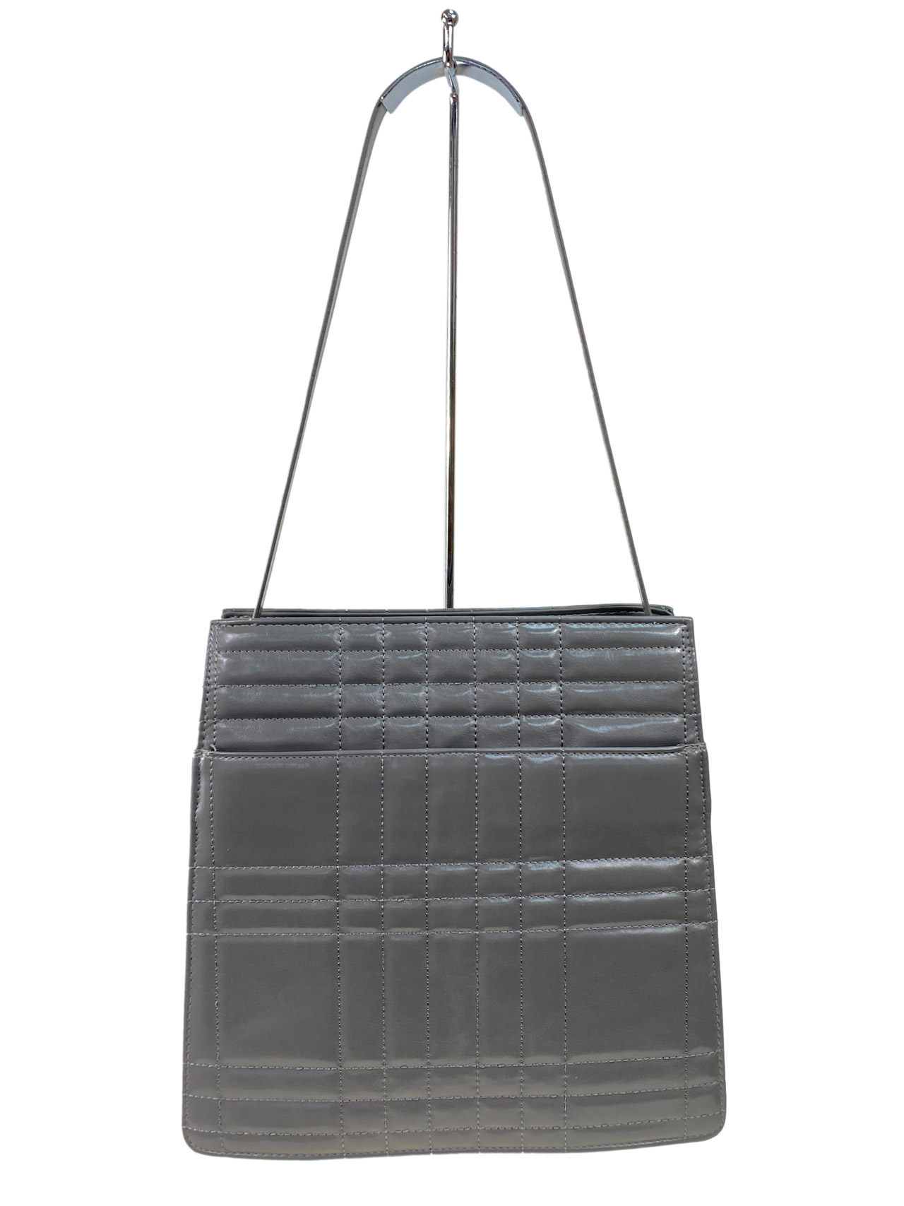 На фото 2 - Каркасная женская сумка из искусственной кожи, цвет серый 