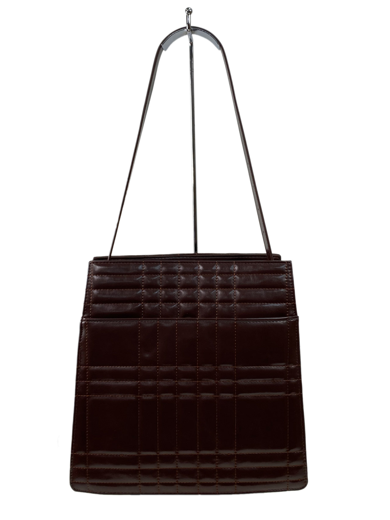 На фото 2 - Каркасная женская сумка из искусственной кожи, цвет шоколад