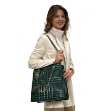 На фото 1 - Каркасная женская сумка из искусственной кожи, цвет зеленый