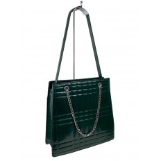 На фото 3 - Каркасная женская сумка из искусственной кожи, цвет зеленый