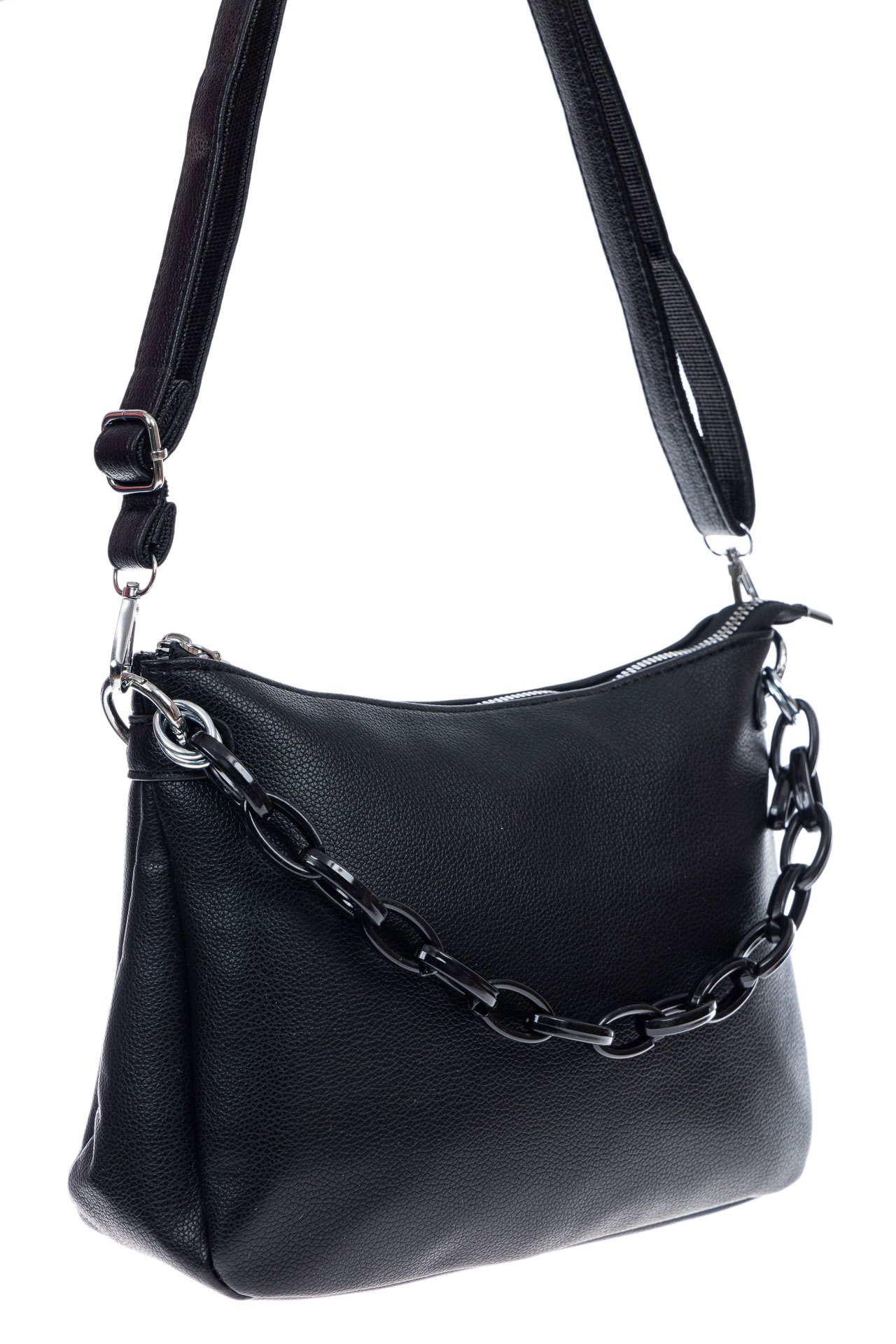 На фото 2 - Женская сумка кросс-боди из искусственной кожи, цвет  черный