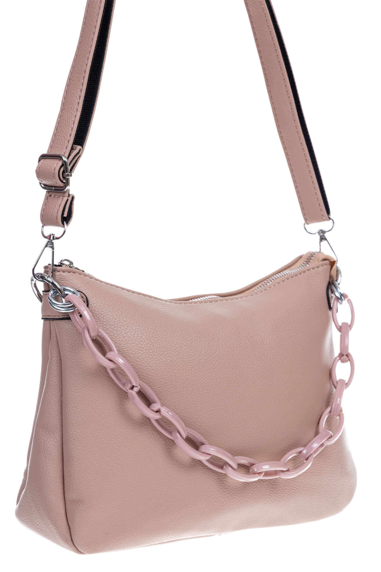 На фото 2 - Женская сумка кросс-боди из искусственной кожи, цвет нежно розовый