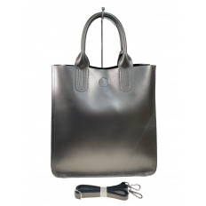 На фото 2 - Женская сумка из натуральной кожи, цвет серебро
