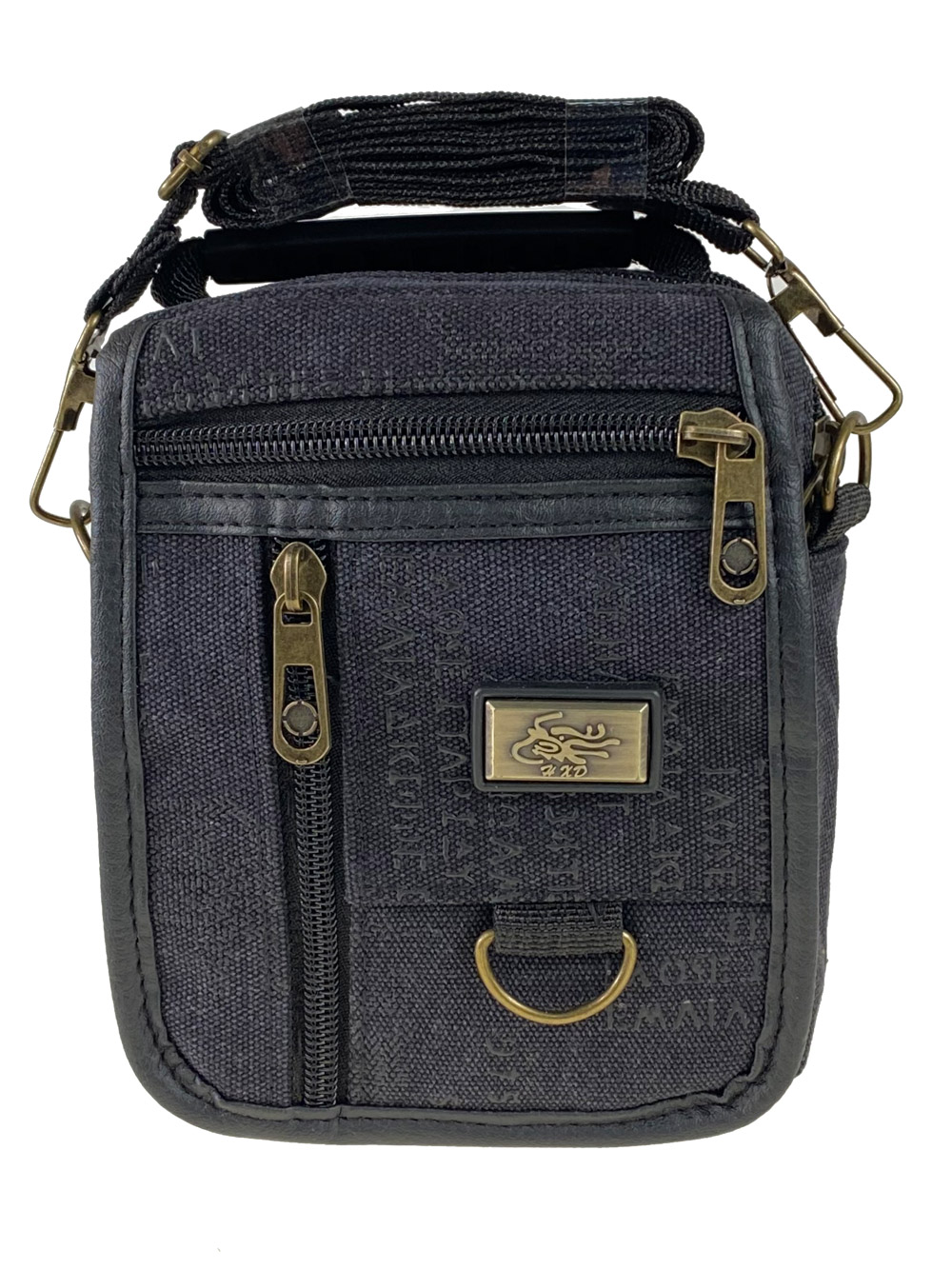 На фото 2 - Маленькая мужская сумка из брезента, цвет графитовый