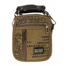 На фото 2 - Маленькая мужская сумка из брезента, цвет охра