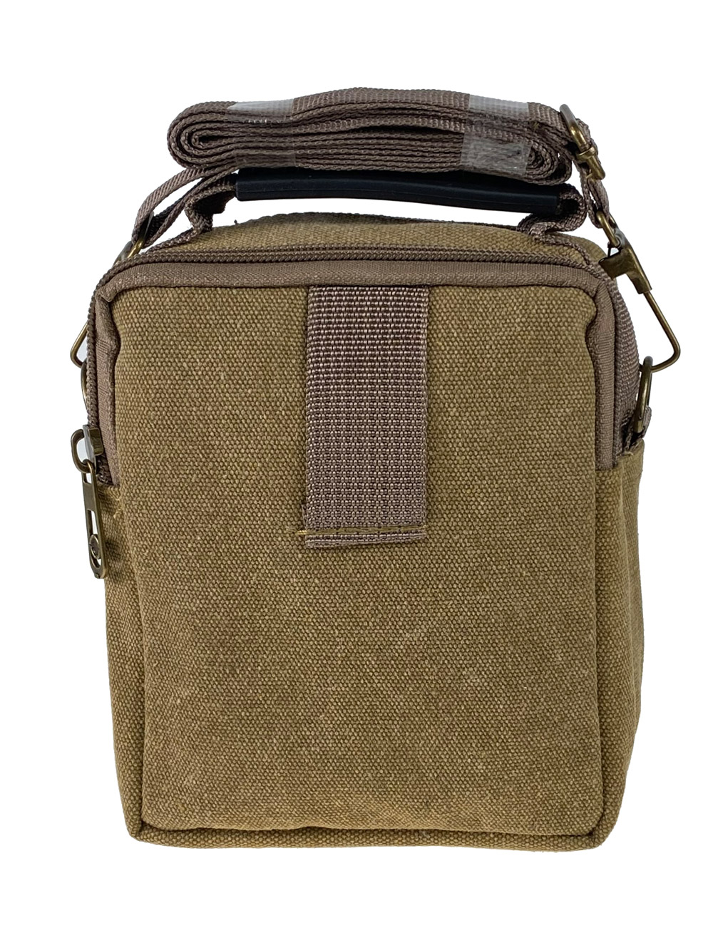На фото 3 - Маленькая мужская сумка из брезента, цвет охра