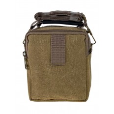 На фото 3 - Маленькая мужская сумка из брезента, цвет охра