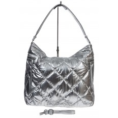 На фото 2 - Женская сумка-шоппер из водооталкивающей ткани, цвет серебро