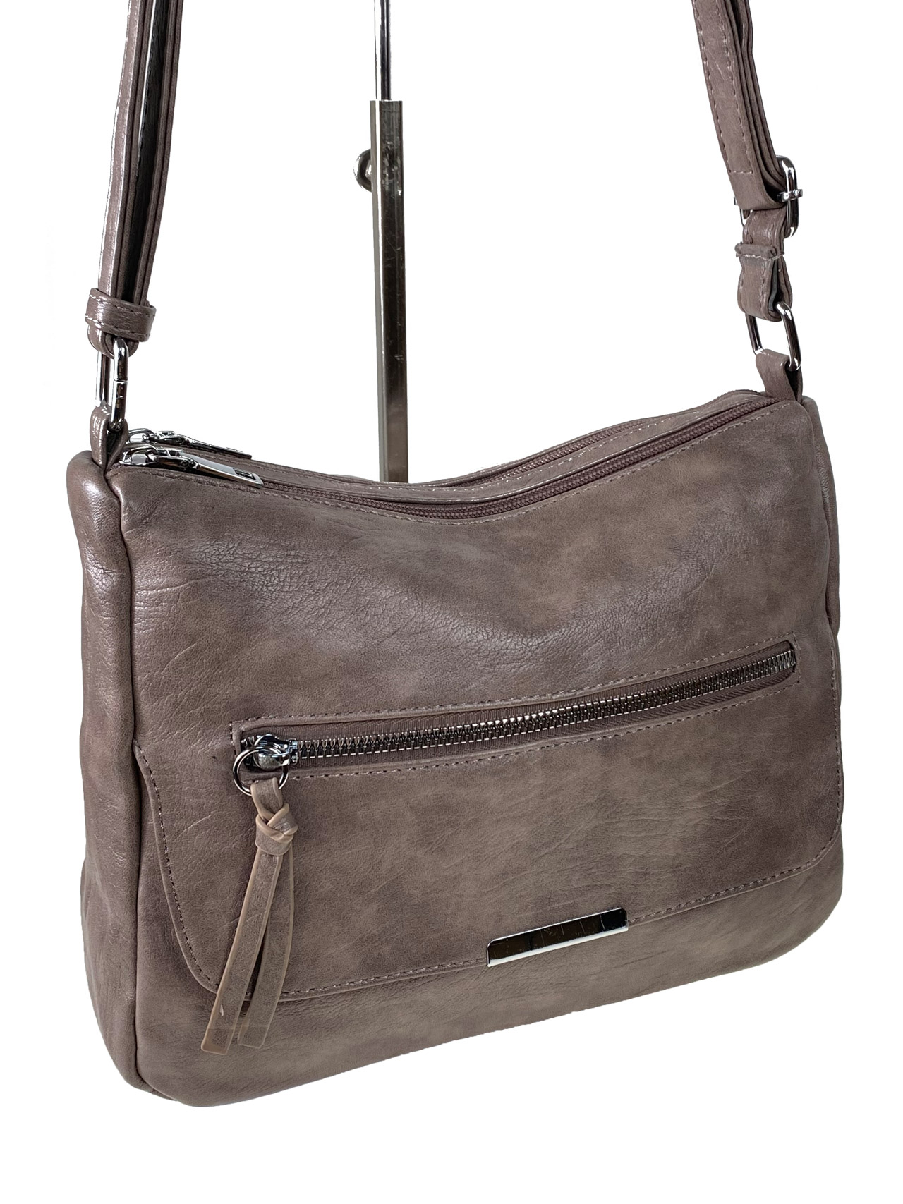 На фото 1 - Женская сумка из искусственной кожи, цвет коричневый