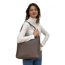 На фото 1 - Женская сумка из искусственной кожи, цвет бежево-коричневый