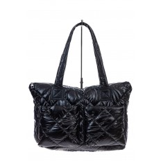 На фото 2 - Женская сумка-шоппер из водооталкивающей ткани, цвет черный