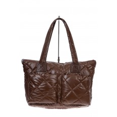 На фото 2 - Женская сумка-шоппер из водооталкивающей ткани, цвет коричневый