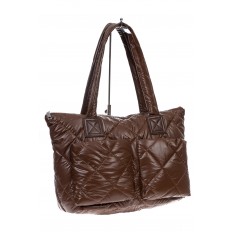 На фото 3 - Женская сумка-шоппер из водооталкивающей ткани, цвет коричневый