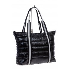 На фото 3 - Cтильная женская сумка-шоппер из водооталкивающей ткани, цвет черный