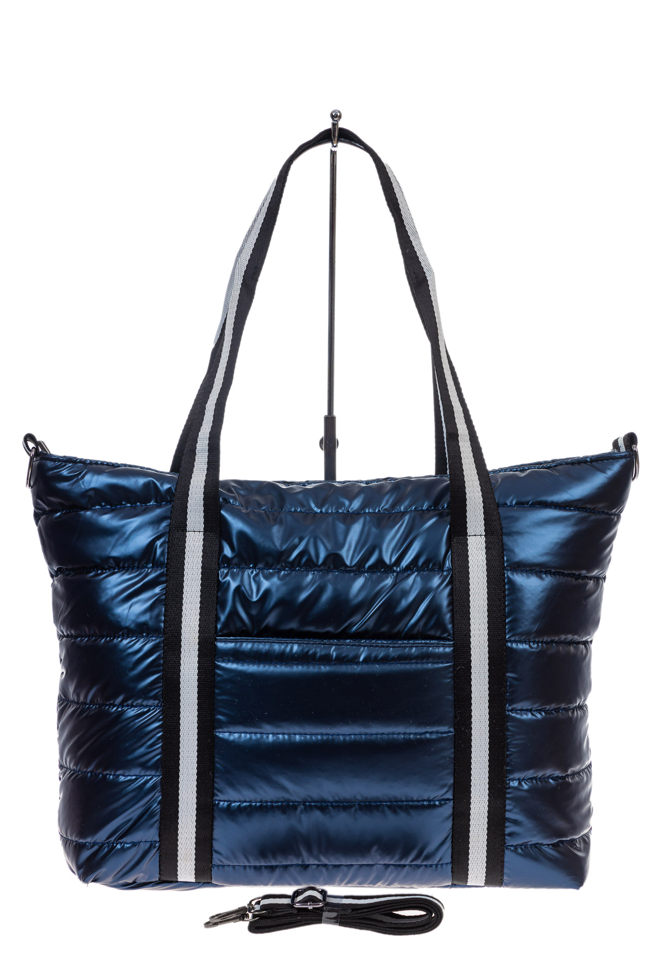 На фото 2 - Cтильная женская сумка-шоппер из водооталкивающей ткани, цвет синий