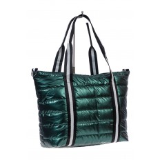 На фото 3 - Cтильная женская сумка-шоппер из водооталкивающей ткани, цвет зеленый