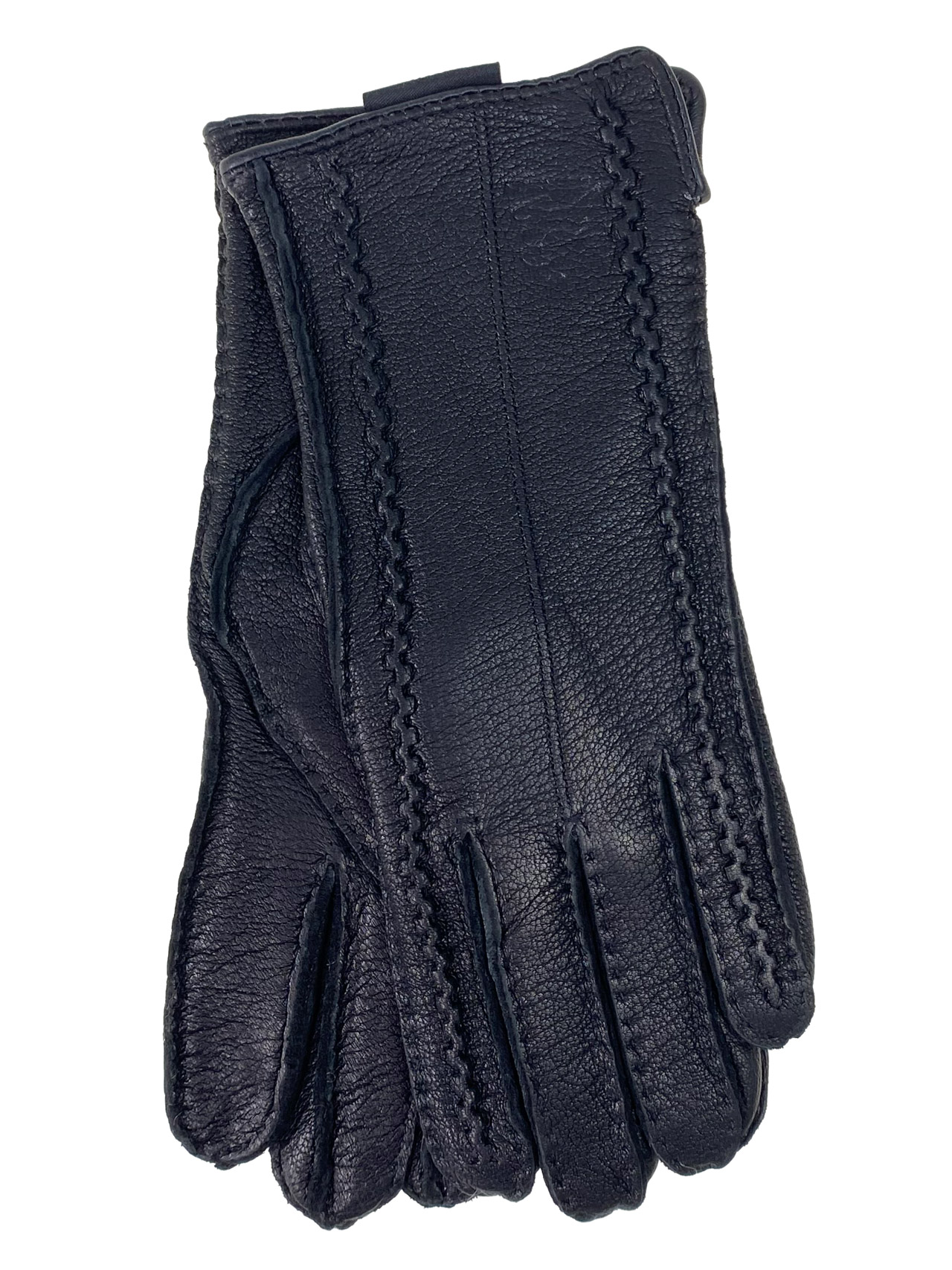 На фото 1 - Женские перчатки из натуральной кожи оленя , цвет черный 