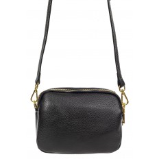 На фото 3 - Женская сумка cross-body из фактурной натуральной кожи, цвет чёрный