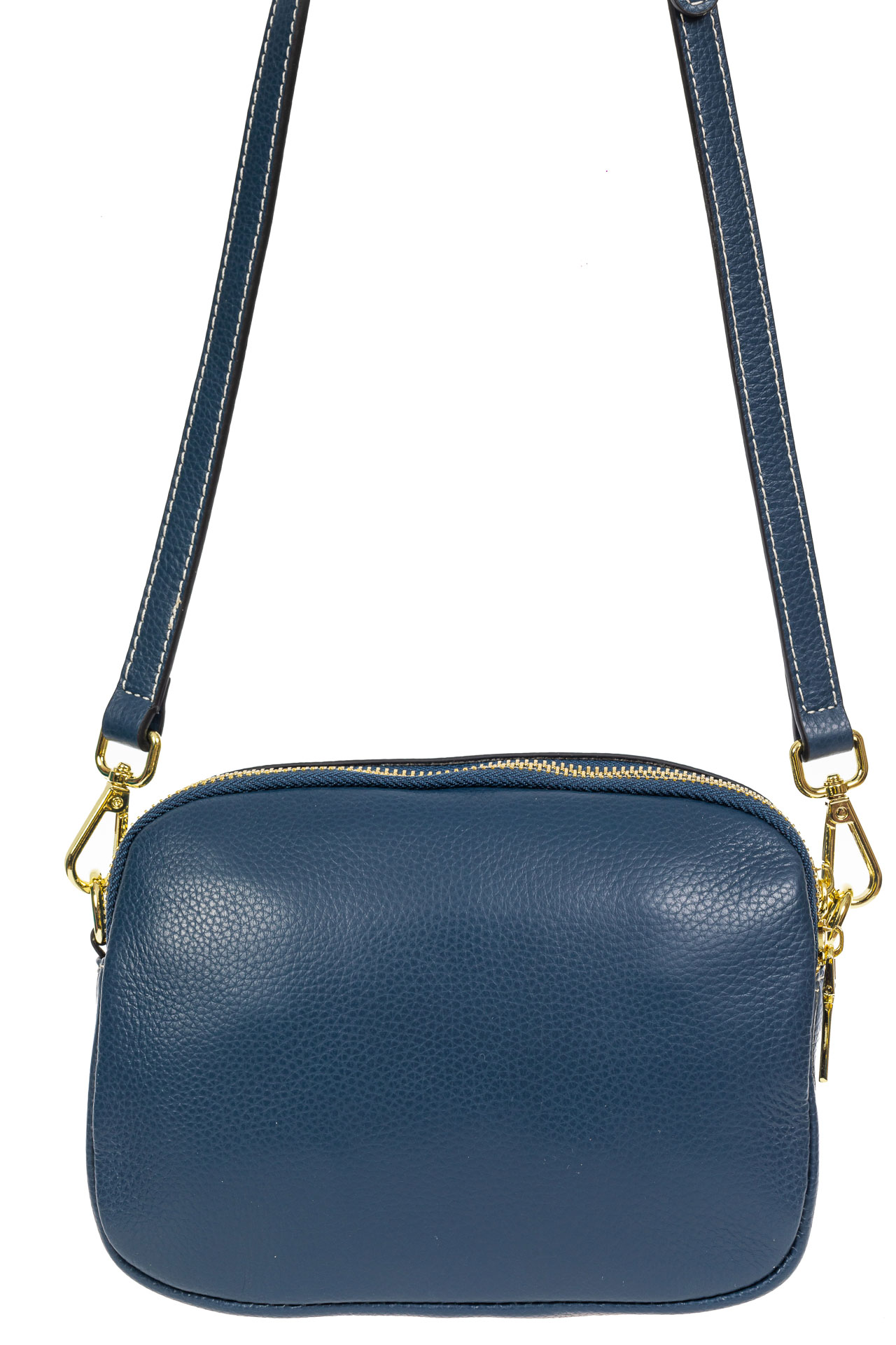 На фото 3 - Женская сумка cross-body из фактурной натуральной кожи, цвет синий