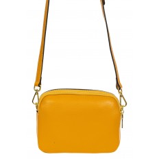 На фото 3 - Женская сумка cross-body из фактурной натуральной кожи, цвет жёлтый
