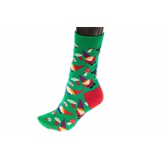 На фото 1 - Весёлые женские носки с высокой резинкой, хлопок-полиамид-эластан, цвет зеленый