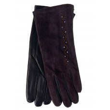 На фото 1 - Комбинированные женские перчатки, цвет шоколад
