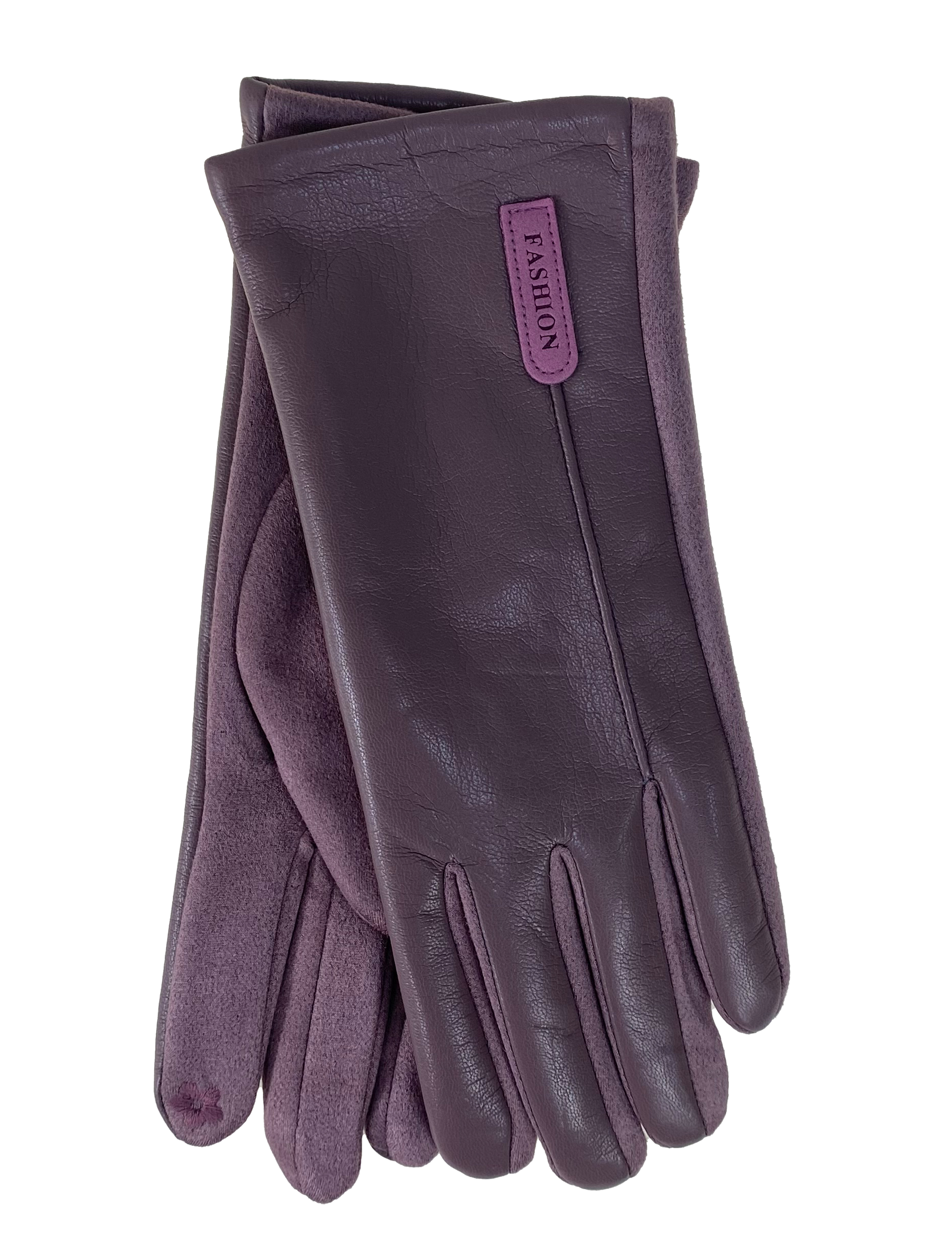 На фото 1 - Комбинированные женские перчатки, цвет пудра