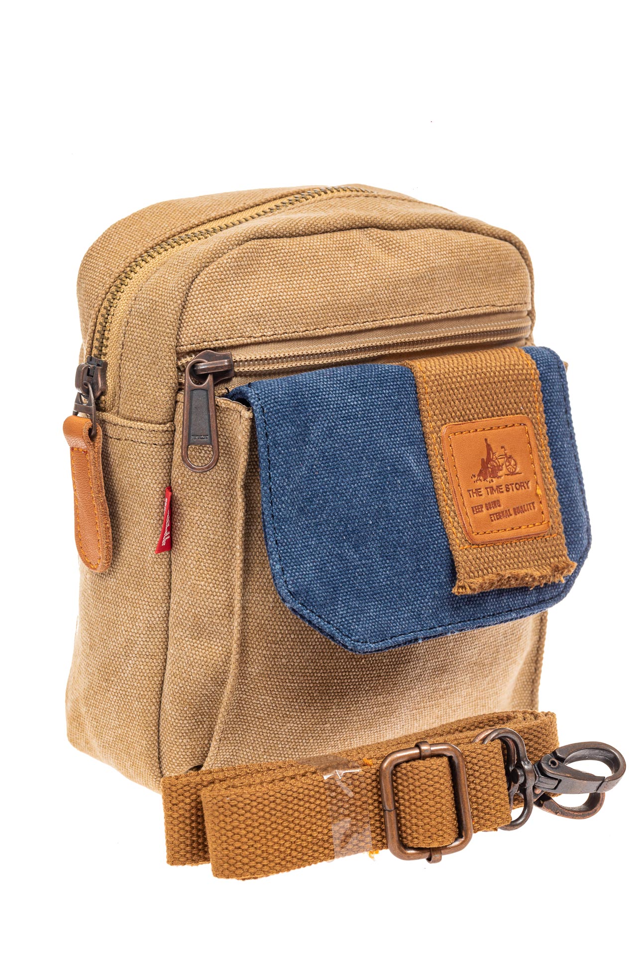 На фото 1 - Маленькая мужская сумка через плечо или на пояс, цвет песочный