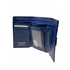 На фото 2 - Женский кошелек с фермуаром из натуральной кожи, цвет синий