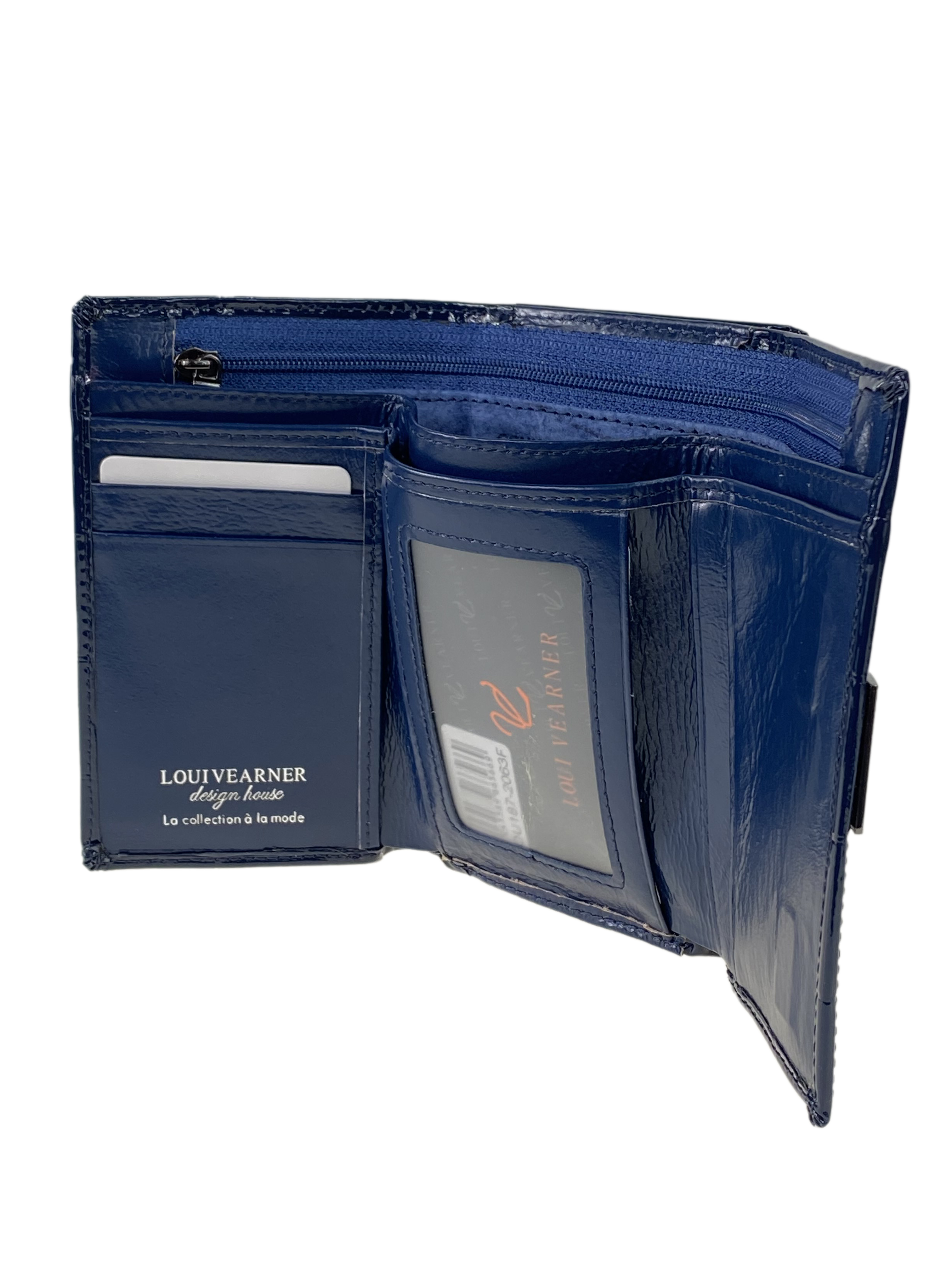 На фото 2 - Женский кошелек с фермуаром из натуральной кожи, цвет синий