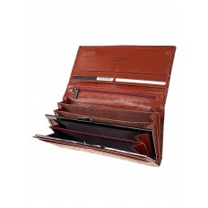 На фото 2 - Женский кошелек-портмоне из натуральной кожи, цвет кирпичный