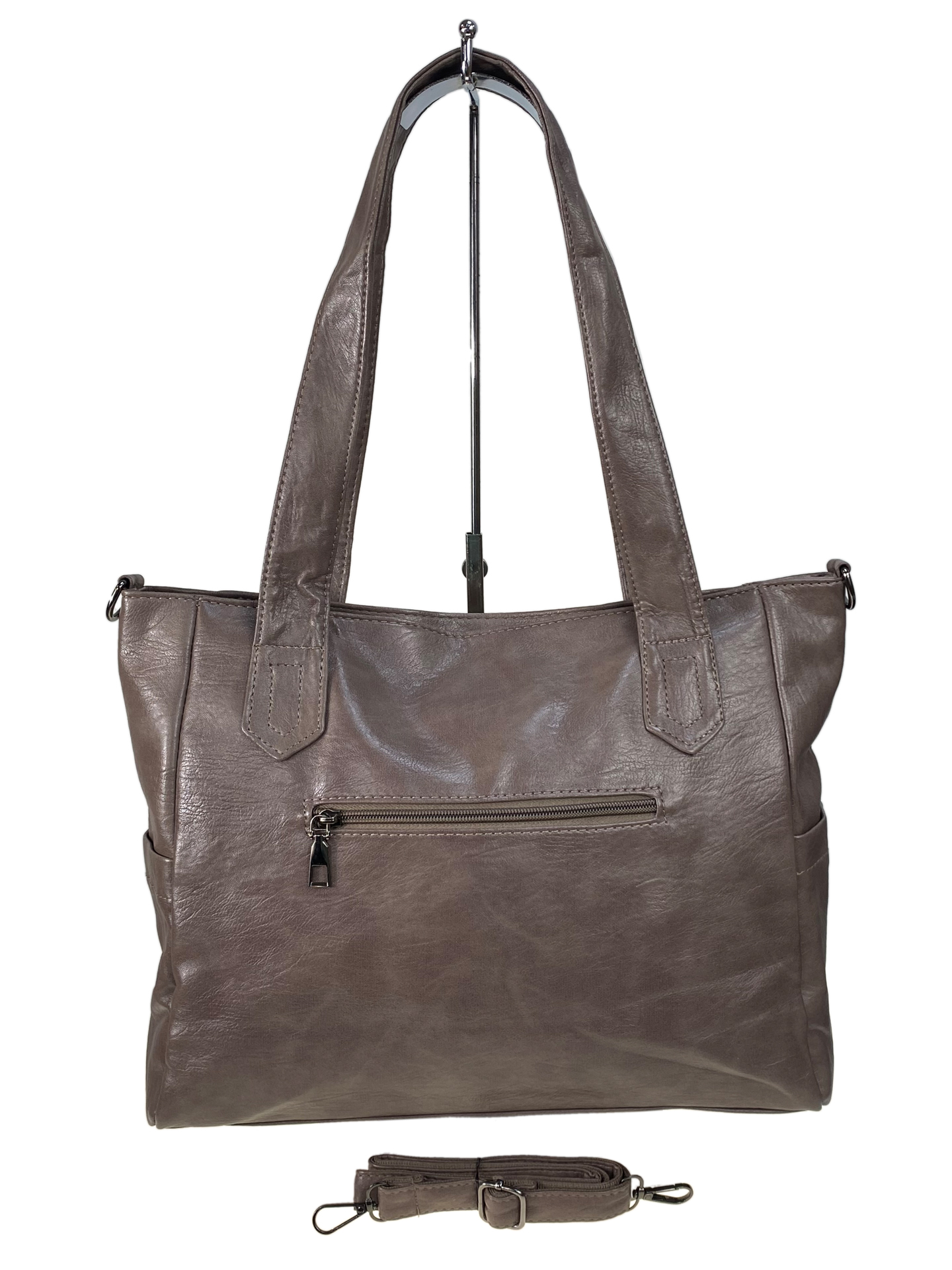 На фото 2 - Женская сумка из искусственной кожи цвет бежевый