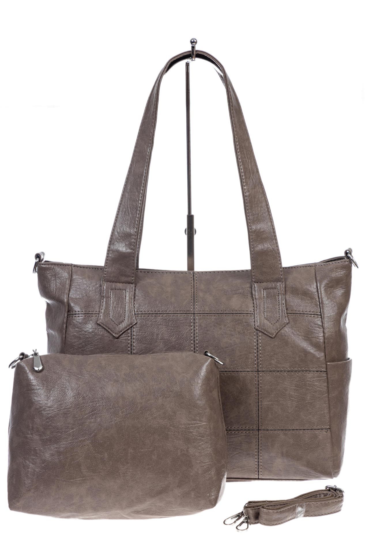 На фото 2 - Женская сумка из искусственной кожи, цвет бежевый