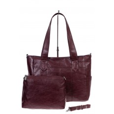 На фото 2 - Женская сумка из искусственной кожи, цвет винно-красный