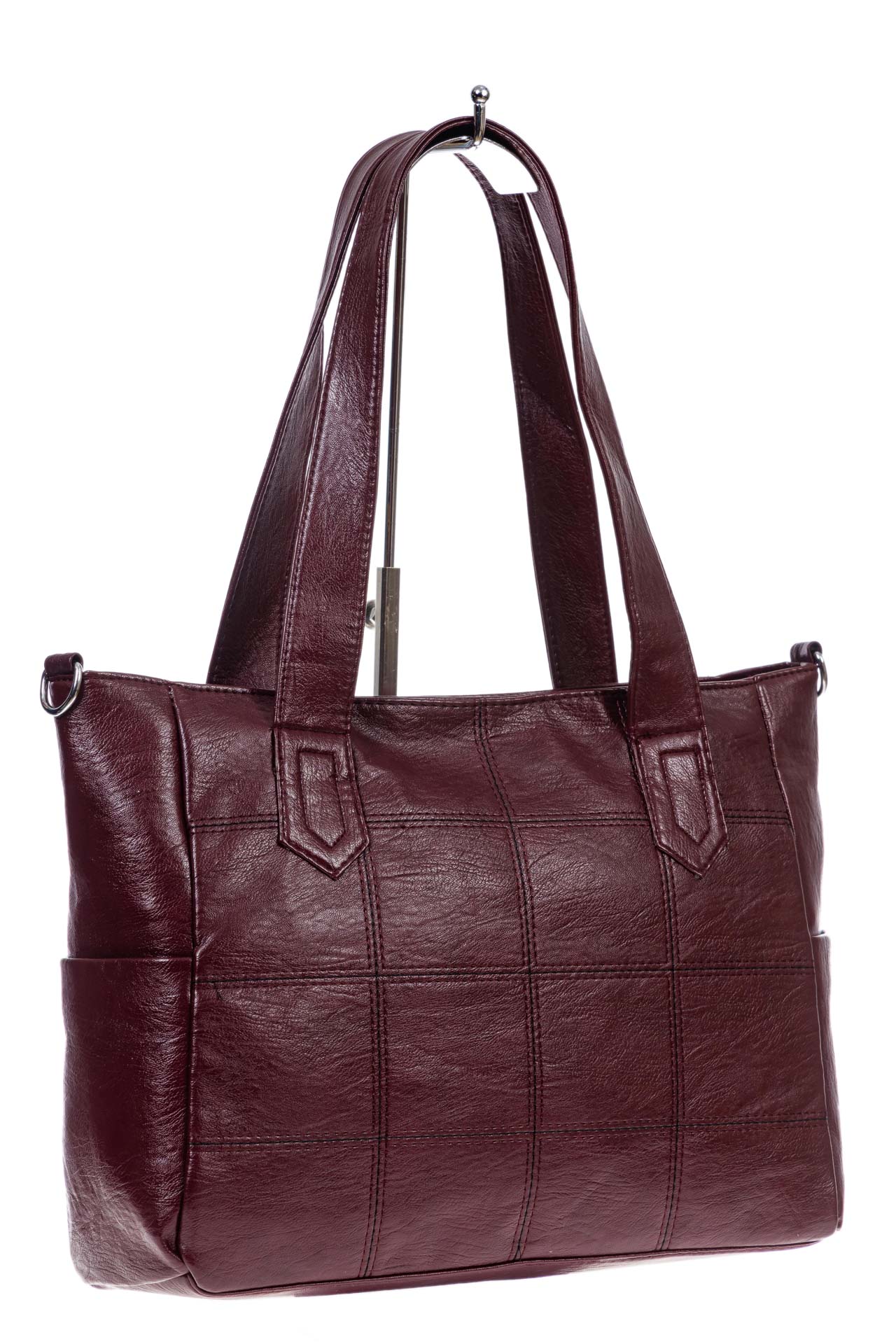 На фото 3 - Женская сумка из искусственной кожи, цвет винно-красный