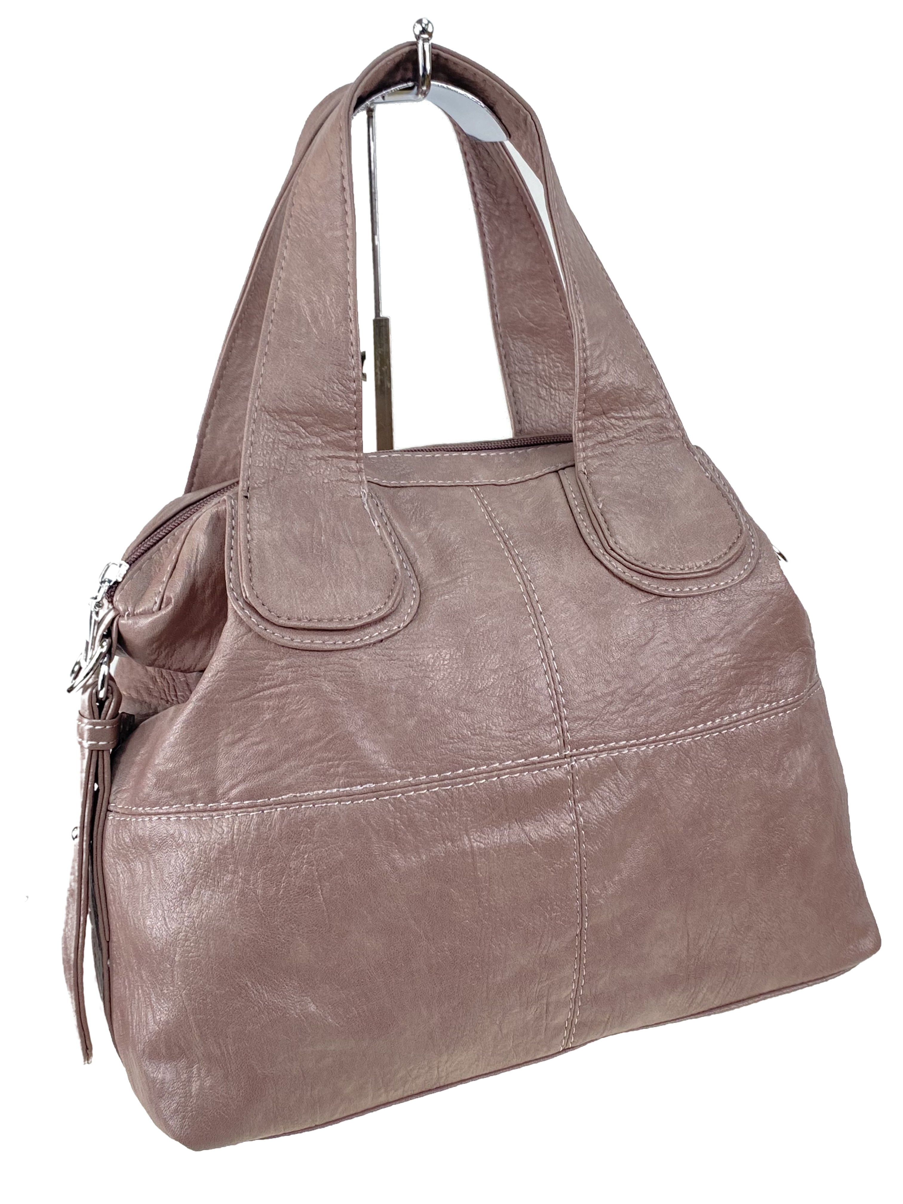 На фото 3 - Женская сумка из искусственной кожи, цвет темно розовый